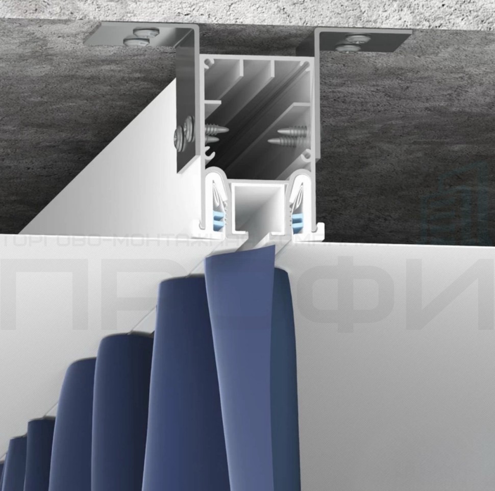 Гардина LumFer Clamp Cornice Uno 1 рядная демпферная система Черный (3,2м)