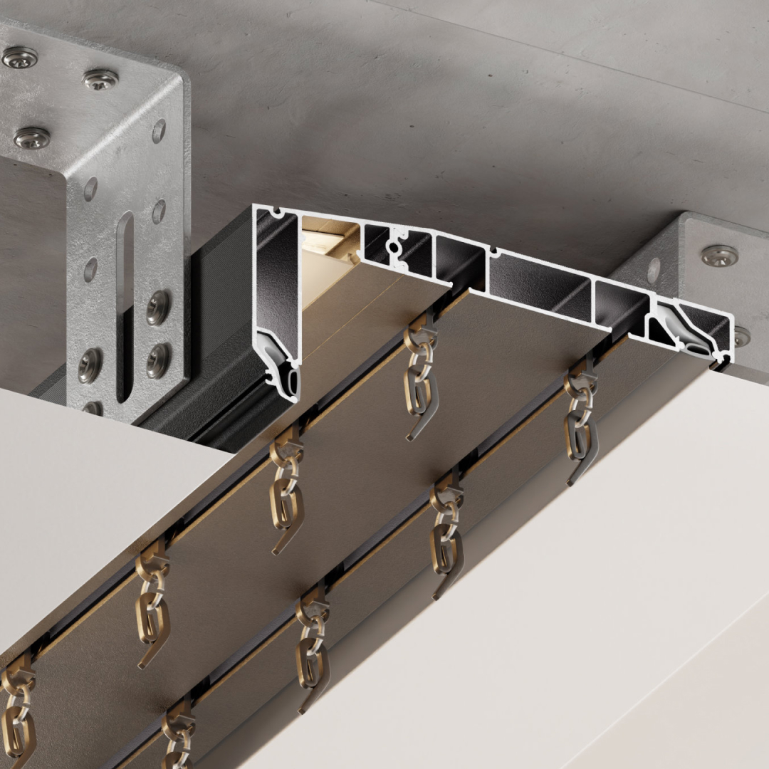 Гардина Flexy BORZZ KARNIZ (ПФ 8845) 2-х рядная с боковой заправкой Черный (3,2м) 3