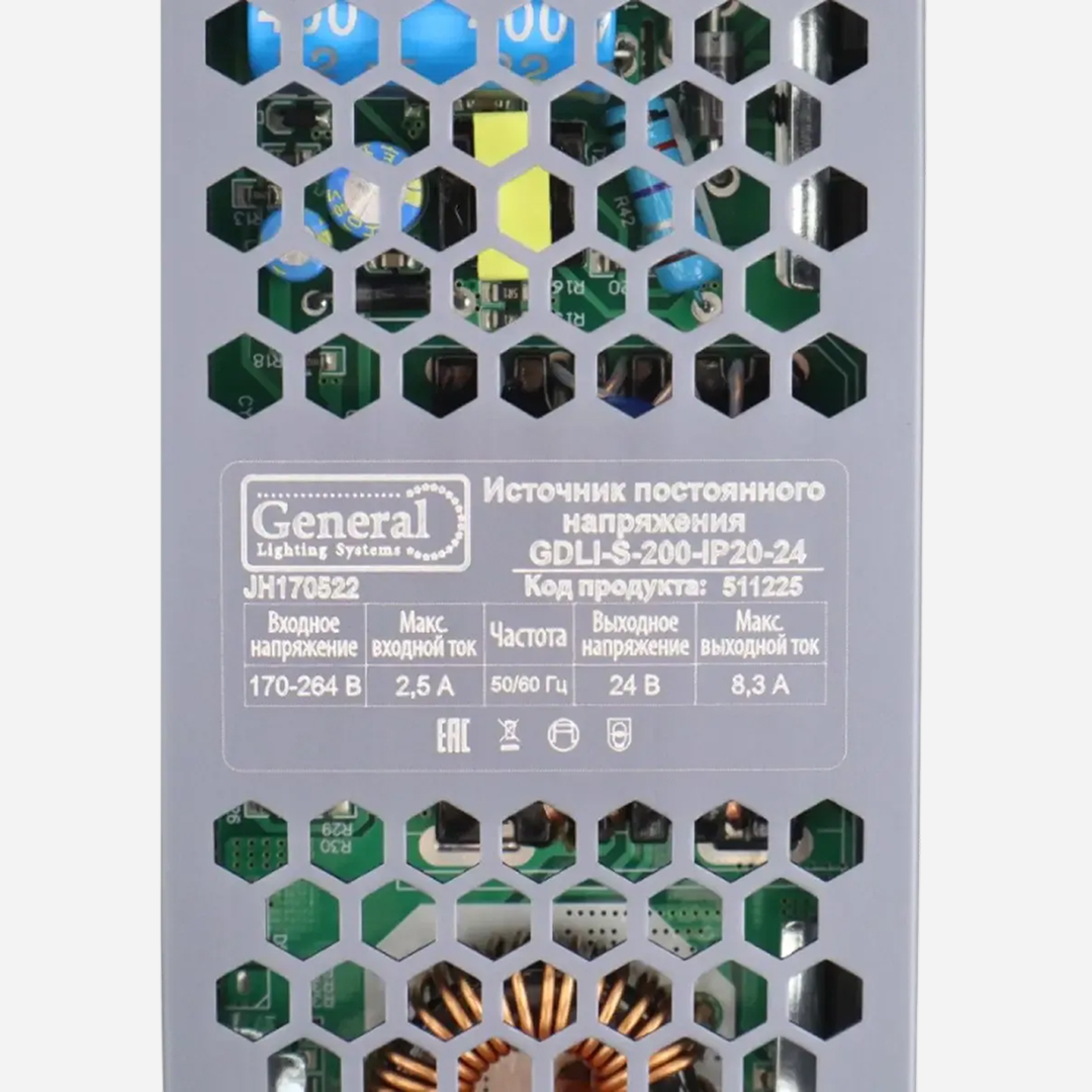 Блок питания 24В 200Вт IP20 General 245*630*30мм 3
